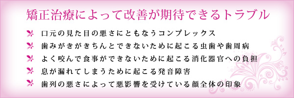 矯正治療によって改善が期待できるトラブル